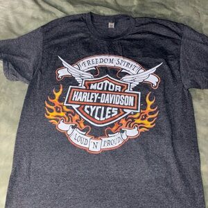 Harley-Davidson Charcoal Tee with Flame Graphic